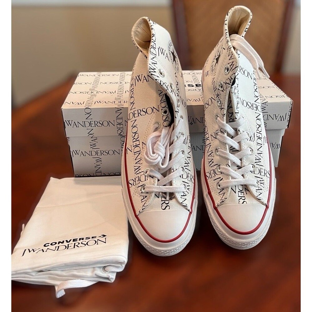 Converse Chuck 70 Hi Grid JW Anderson White Black Insign Mens 9 Sneakers 160808C